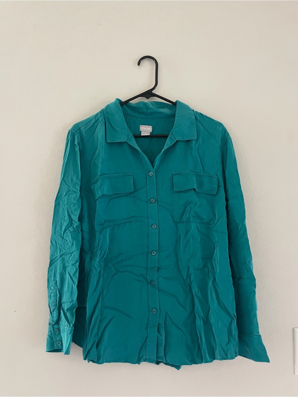 Chico's Teal Long Sleeve Button-Down Top